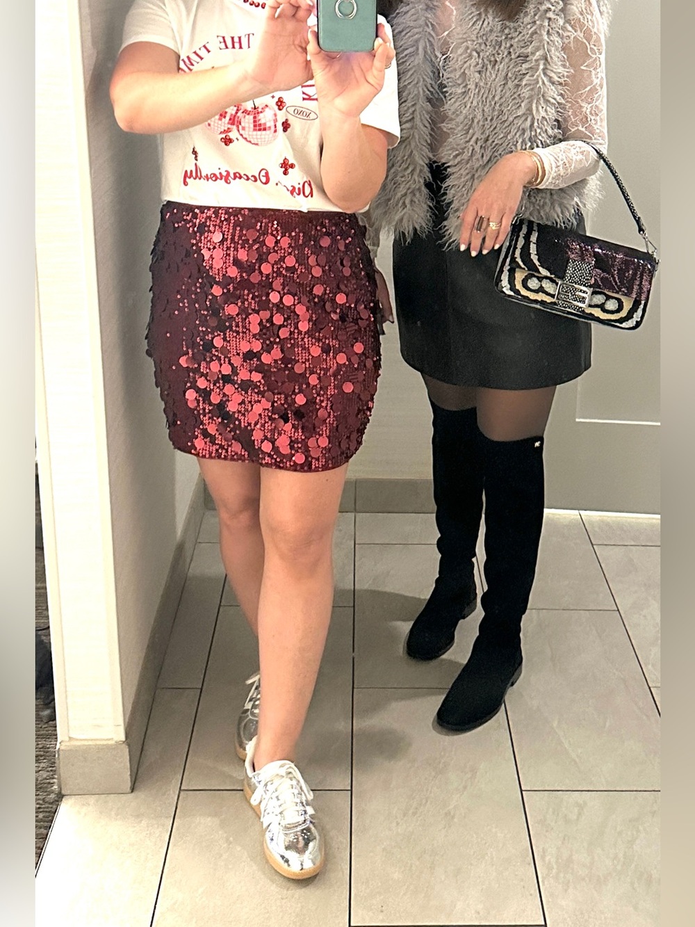 Red Sequin Mini Skirt Paillette Harry Styles Olivia Rodrigo Concert Outfit